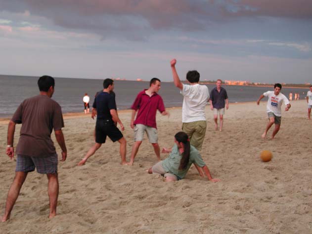 Beach football...